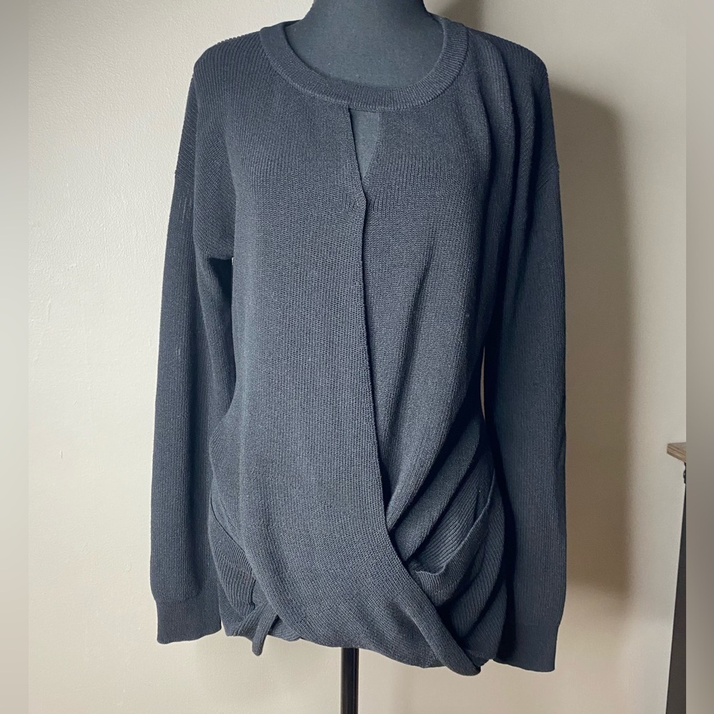 NWT Per Se Women Twist Knot Black Pullover Sweater M